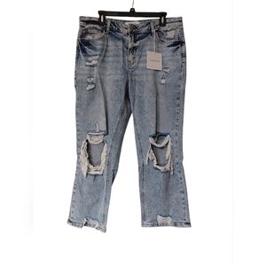 Lovervet Light Blue Distressed Cropped Jeans